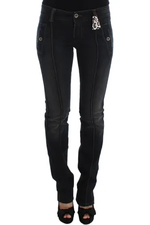 ERMANNO SCERVINO Jeans, Dame, Blå, XS, Bomuld, Blå Vasket Bomuld Slim Fit Jeans