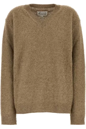 Maison Margiela Strik, Dame, Brun, M, Uld, Uldblanding Kiks Sweater