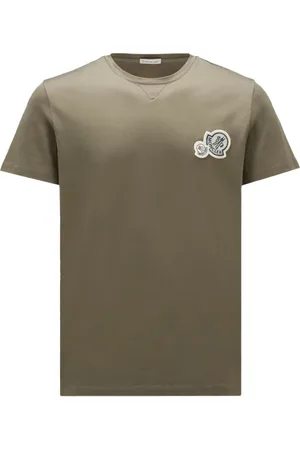Moncler Top, Herre, Grøn, 2XL, Bomuld, Dobbelt Logo Army Grøn T-shirt