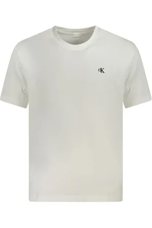 Calvin Klein Top, Herre, Hvid, L, Bomuld, Logo Broderet Bomuld Crew Neck T-Shirt