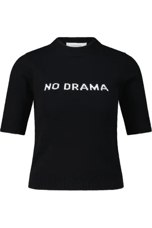 Sportmax Strik, Dame, Sort, L, Cashmere, Jacquard Logo Cashmere Sweater
