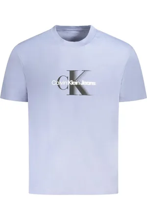 Calvin Klein Top, Herre, Blå, 2XL, Bomuld, Blå Bomuld Crew Neck T-Shirt
