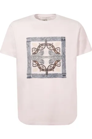Etro Top, Herre, Hvid, 2XL, Bomuld, Geometrisk Print Crewneck T-shirt Hvid