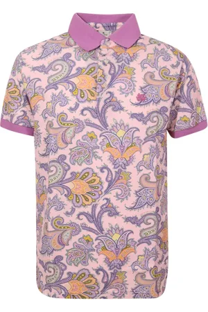 Etro Top, Herre, Flerfarvet, L, Bomuld, Blomstret Paisley Print Polo Shirt Pink