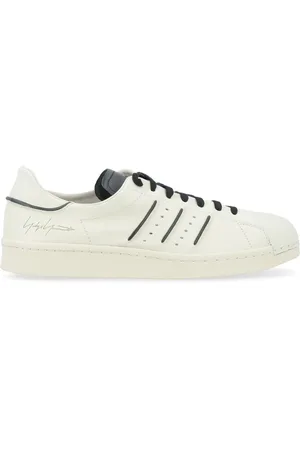 Y-3 Sko, Herre, Hvid, 43 EU, Læder, Hvid læder sneaker med håndmalede detaljer