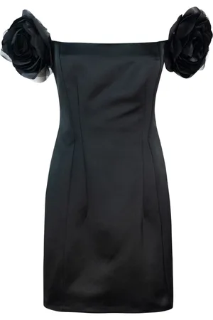 Elisabetta Franchi Kjole, Dame, Sort, S, Polyester, Sort blomstret kjole med monogramforing