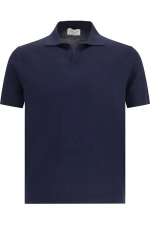 BROOKSFIELD Top, Herre, Blå, M, Bomuld, Klassisk Polo Sweater med Ribbed Hem