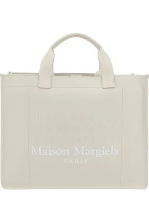 Maison Margiela Taske, Dame, Hvid, ONE SIZE, Bomuld, Læderhåndtag Bomuldstaske