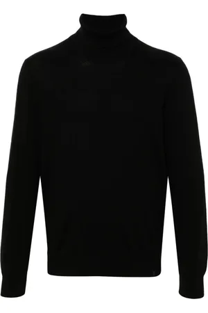 FAY Strik, Herre, Sort, 2XL, Uld, Dolcevita Sweater Sort