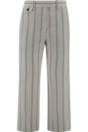 Brunello Cucinelli Bukser, Dame, Grå, M, Bred Ben Stribet Bukser
