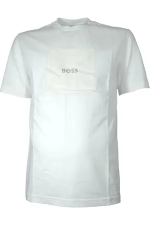 HUGO BOSS Top, Herre, Hvid, S, Bomuld, Herre Bomuld Jersey Grafisk Logo Tee