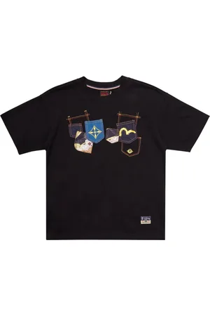 Evisu Top, Herre, Sort, L, Multi-Lomme Sort T-shirt