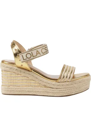 Lola Casademunt Sko, Dame, Gul, 41 EU, Uld, Metallic kilehæle i fiber