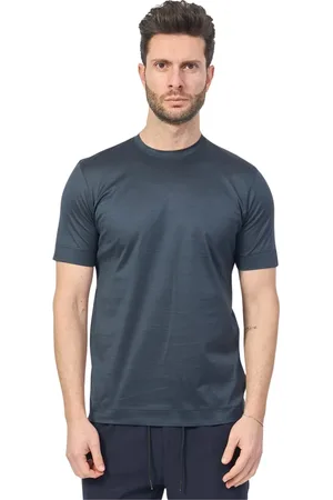 HUGO BOSS Top, Herre, Blå, XL, Bomuld, Blå T-shirt Thompson i fin strik