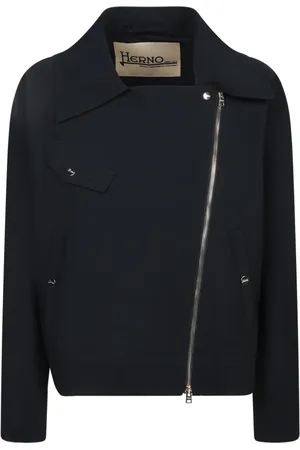 HERNO Jakke, Dame, Sort, L, Sort Asymmetrisk Lynlås Bikerjakke