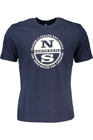 North Sails Top, Herre, Blå, M, Bomuld, Blå Bomuld Tryk Logo T-Shirt