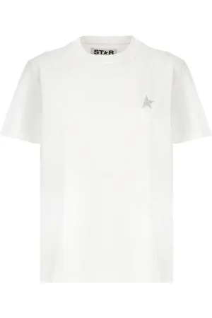 Golden Goose Top, Dame, Hvid, L, Bomuld, Glittered Star Hvid Bomulds T-shirt