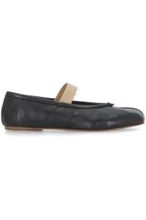 Maison Margiela Sko, Dame, Sort, 39 EU, Læder, Sorte flade ballerinaer ikonisk Tabi-tå