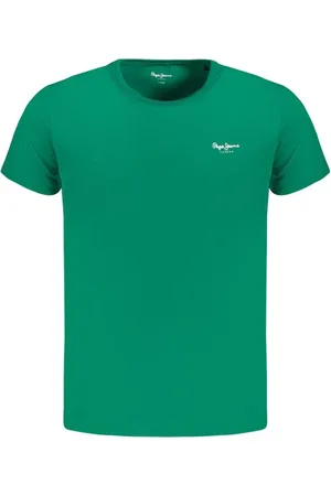 Pepe Jeans Top, Herre, Grøn, S, Bomuld, Grøn Print Logo Crew Neck T-Shirt