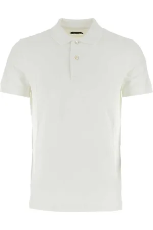 Tom Ford Top, Herre, Hvid, M, Hvid Piquet Polo Skjorte