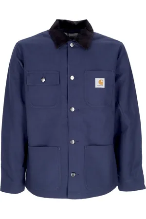 Carhartt Jakke, Herre, Blå, XL, Bomuld, Workwear Jakke med Fløjlskrave
