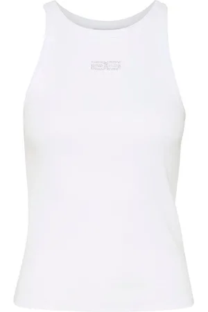 Gestuz Top, Dame, Hvid, XS, Bomuld, Rhinestone Logo Tank Top