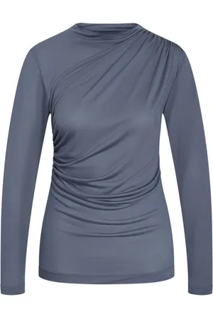 Bruuns Bazaar Top, Dame, Blå, L, Vintage Indigo Bluser med draperet look