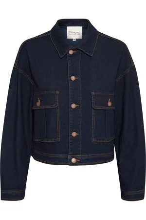 My Essential Wardrobe Jakke, Dame, Blå, 2XL, Denim, Denimjakke Mørkeblå Cropped Boxy