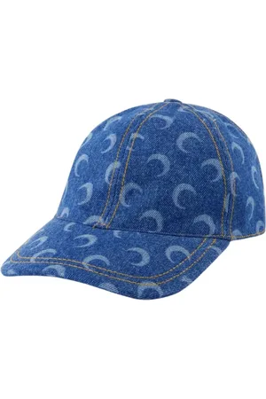 Marine Serre Tilbehør, Dame, Blå, ONE SIZE, Denim, Moon Laser Denim Baseball Cap