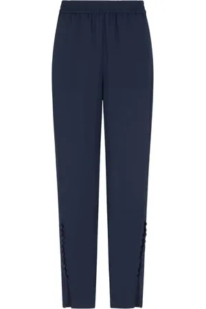 Emporio Armani Bukser, Dame, Blå, 2XS, Creponne Elastisk Talje Bukser