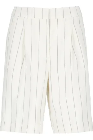 PESERICO SIGN Shorts, Dame, , XS, Linned, Stribet Linned Shorts med Høj Talje
