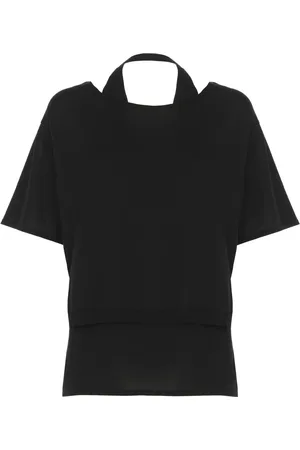 KANGRA CASHMERE Top, Dame, Sort, XS, Bomuld, Sort Cashmere Bomuld T-shirt Rund Hals