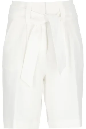PESERICO SIGN Shorts, Dame, Hvid, 2XS, Linned, Hvide Linned Bermuda Shorts med Bælte