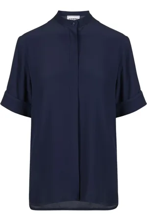 Iceberg Bluser & Skjorter, Dame, Blå, L, Regular-fit kortærmet blå crepe de chine skjorte