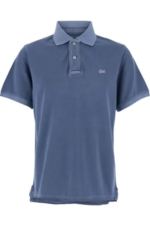 ERL Top, Herre, Blå, XS, Bomuld, Klassisk Krave Polo med Logo Skrift