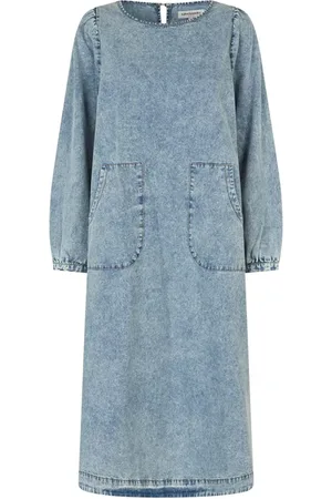 Lollys Laundry Kjole, Dame, Blå, L, Denim, Minimalist Midi Kjole i Vasket Denim