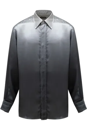 Tom Ford Skjorte, Herre, Grå, 2XL, Silkeskjorte med Faded Effekt