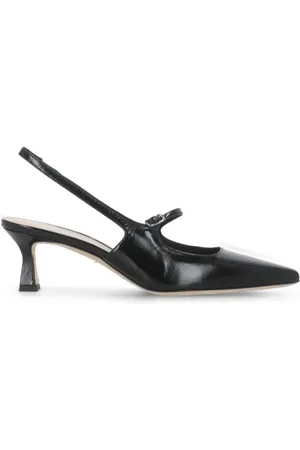 Julie Dee Sko, Dame, Sort, 38 EU, Læder, Sort læder slingback med pil tå