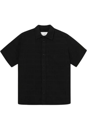 Les Deux Skjorte, Herre, Sort, XS, Bomuld, Broderet Bomuldsskjorte