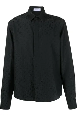 OFF-WHITE Skjorte, Herre, Sort, L, Bomuld, Logo-print Silkebomulds Skjorte