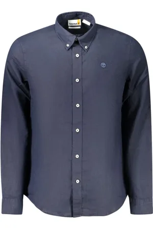 Timberland Skjorte, Herre, Blå, S, Bomuld, Blå Bomuld Slim Fit Skjorte med Broderi