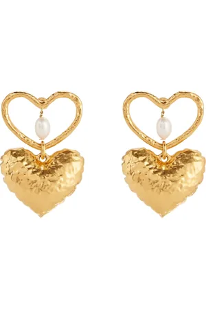 Nina Ricci Tilbehør, Dame, Gul, ONE SIZE, Uld, Double Heart Øreringe