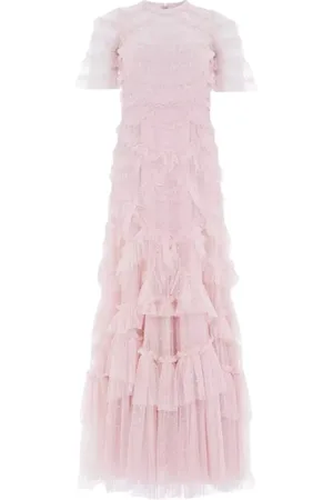 Needle & Thread Kjole, Dame, Lyserød, S, Chiffon, Lyserød Ruffle Maxi Kjole Marilla
