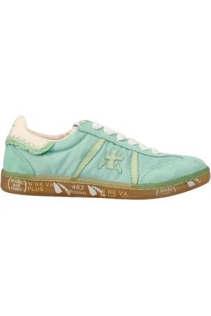 Premiata Sko, Dame, Grøn, 38 EU, Blå Stof og Ruskind Sneakers