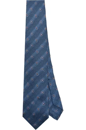 BARBA Tilbehør, Herre, Blå, ONE SIZE, Uld, Blå Silke Jacquard Diamant Slips