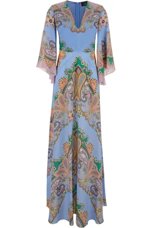 Etro Kjole, Dame, Flerfarvet, XS, Multifarvet Paisley Print Lang Kjole Kvinde