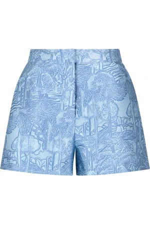 Emporio Armani Shorts, Dame, Blå, M, Jacquard Kollektion Shorts med Lynlåslukning