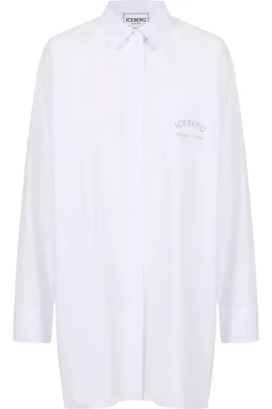 Iceberg Bluser & Skjorter, Dame, Hvid, XL, Bomuld, Hvid over-fit skjorte i bomuldspoplin