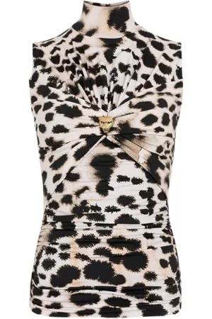 Roberto Cavalli Top, Dame, Sort, 2XL, Leopard Print Ærmeløs Top