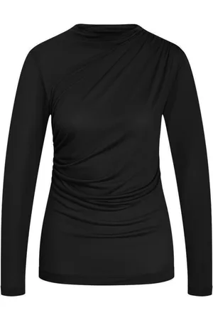 Bruuns Bazaar Top, Dame, Sort, S, Draperet Sort Bluse Top T-shirt